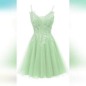 Prom Dress Short - Lace HOCO Sage  Quinceanera/DamaDresses for Teens Tulle